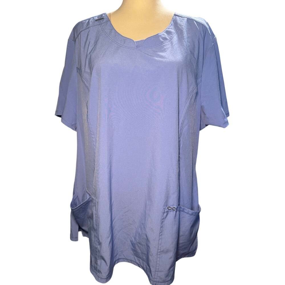 Cherokee Infinity Round Neck Scrub Top, Ciel Blue, Women's Plus Size 2XL - Picture 3 of 9